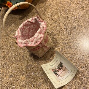Longaberger 2002 Horizon of Hope Basket Whitewashed Protector Liner Tie On/Pin